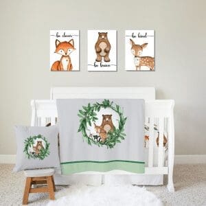 Woodlands Animals 3 x A3 Wall Canvases