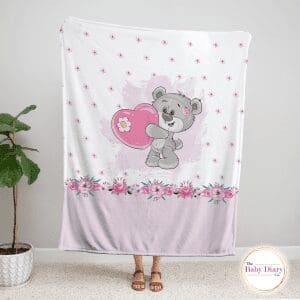 Ready Made Pink Bear Medium Double Layer Fleece Blanket