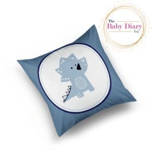 Ready Made Small Scatter Pillow-  Dino on Blue