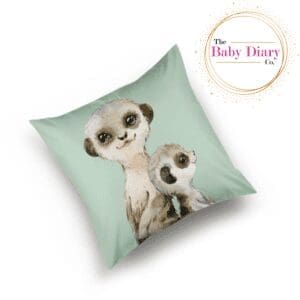 Ready Made Small Scatter Pillow-Meercats on Green