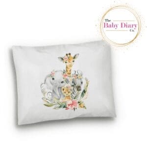 Ready Made Baby Pillowcase- White Tropical Safari