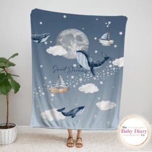 Ready Made Whales in the Sky Medium Single Layer Fleece Blanket