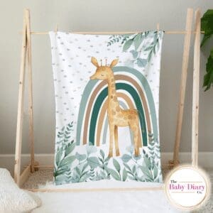 Ready Made Giraffe Rainbow Small Single Layer Fleece Blanket