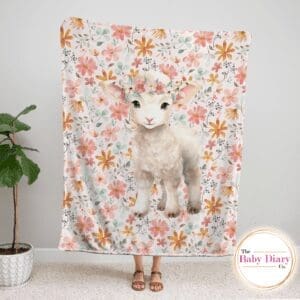 Ready Made Floral Sheep Medium Single Layer Fleece Blanket