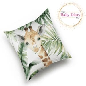 Ready Made Small Scatter Pillow- Tropical Leaves Giraffe