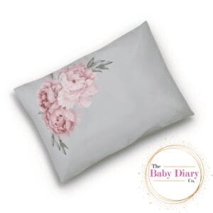 Ready Made Baby Pillowcase- Grey Peonies
