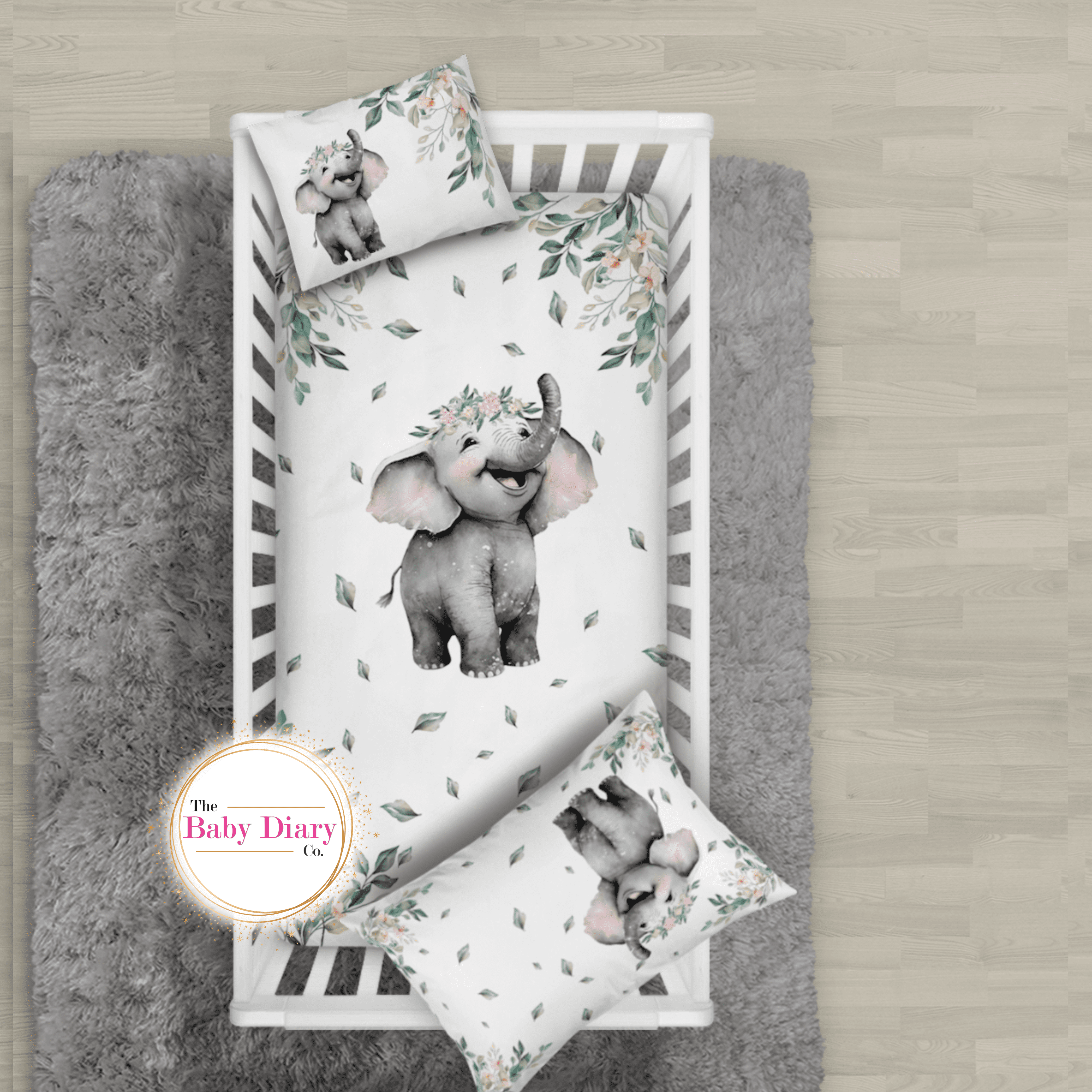 Ready Made Floral Elephant with Leaves Set