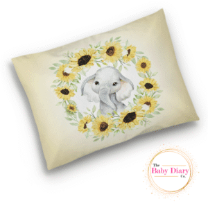 Ready Made Baby Pillowcase- Sunflower Elephant