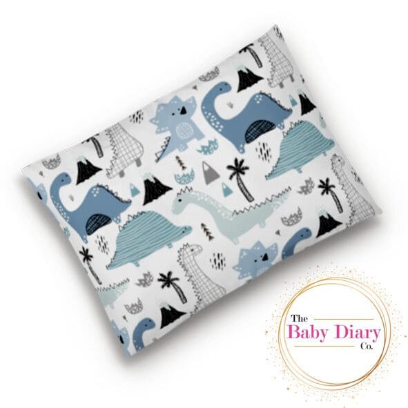 Ready Made Baby Pillowcase- Blue Modern Dino