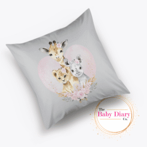 Ready Made Small Scatter Pillow- Heart Safari