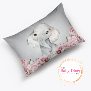 Ready Made Standard Pillowcase- Grey Peony Elephant