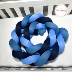 Ready Made Braided Cot Bumper-Blues Mixed
