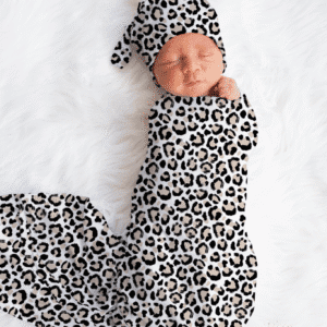 Ready Made Leopard 2 Swaddle Set with Beanie only
