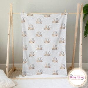 Ready Made Neutral Bunnies Small Single Layer Fleece Blanket