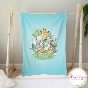 Ready Made Turquoise Safari Small Single Layer Fleece Blanket