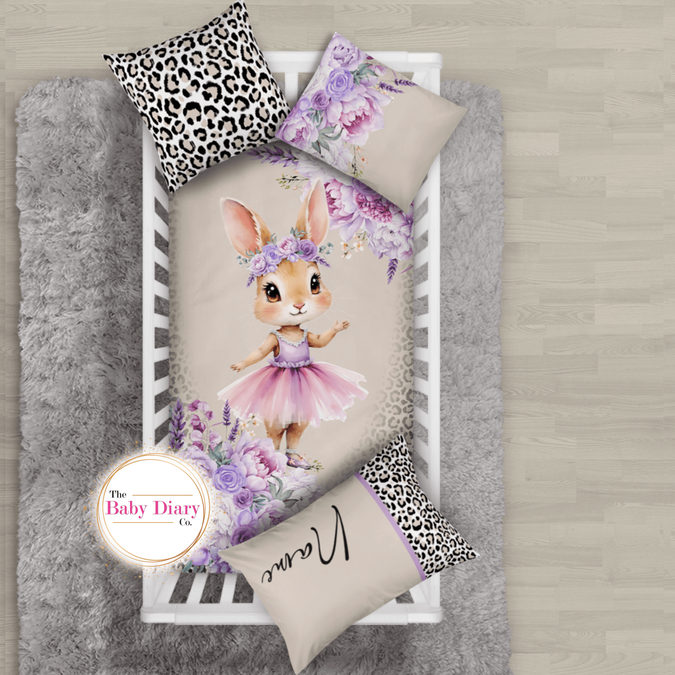 Floral Leopard Print Bunny Bedding Set