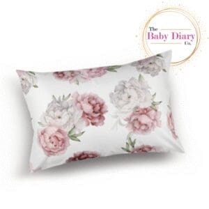 Ready Made Standard Pillowcase- Peonies on White