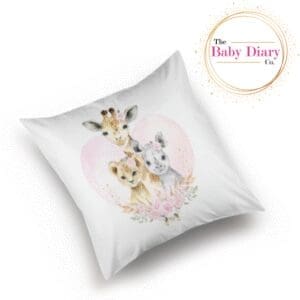 Ready Made Small Scatter Pillow- Heart Safari White